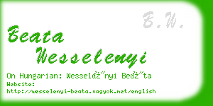 beata wesselenyi business card
